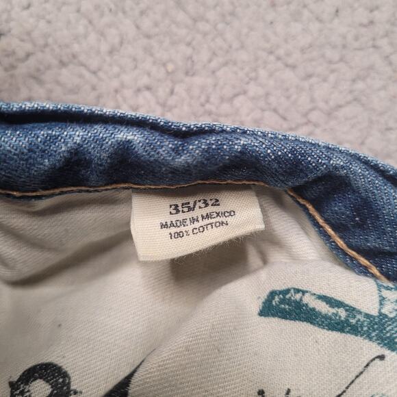 Polo Ralph Lauren Jeans 35x32 Blue Denim Slim Straight Zip Fly Stratford Wash - Picture 12 of 12